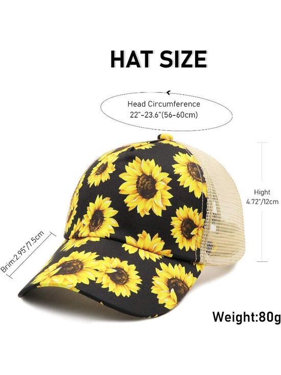 〽️Women Sunflower High Ponytail Baseball Cap Trucker Bad Hair Day Adjustable main image 5